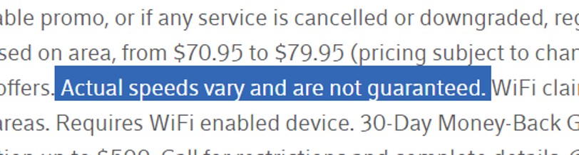 xfinity internet speed not guaranteed