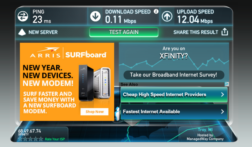 internet speed test xfinity